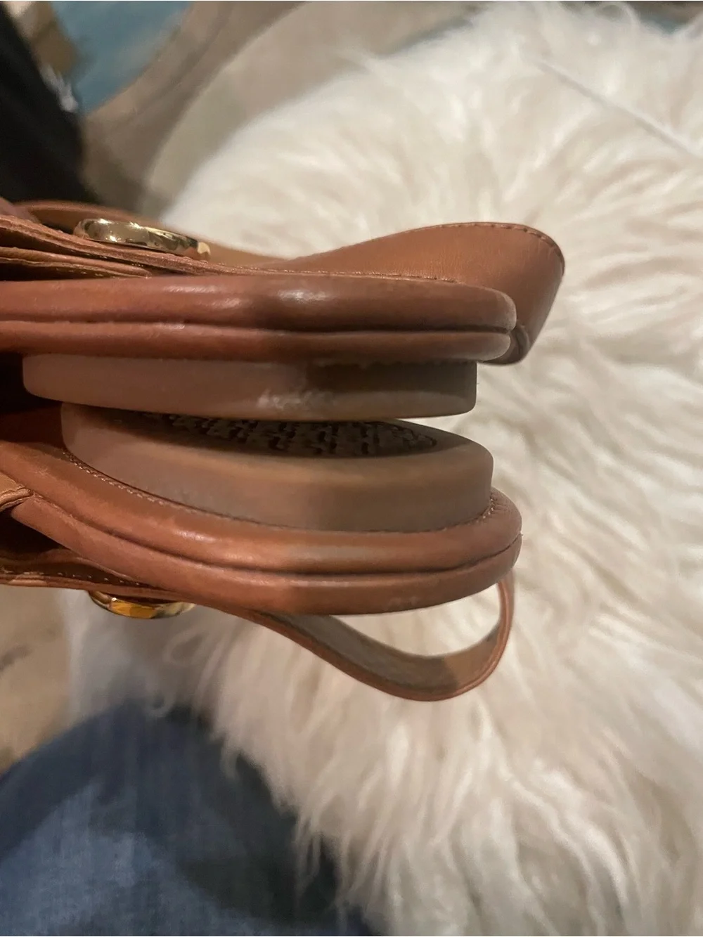Tory Burch Tan Leather Logo Thong Sandals